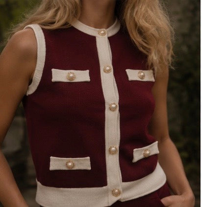 Lilah Original Pearl Trouser set - Burgundy