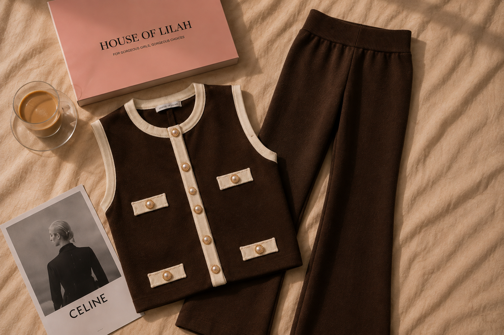 Lilah orginal pearl trouser set - Brown