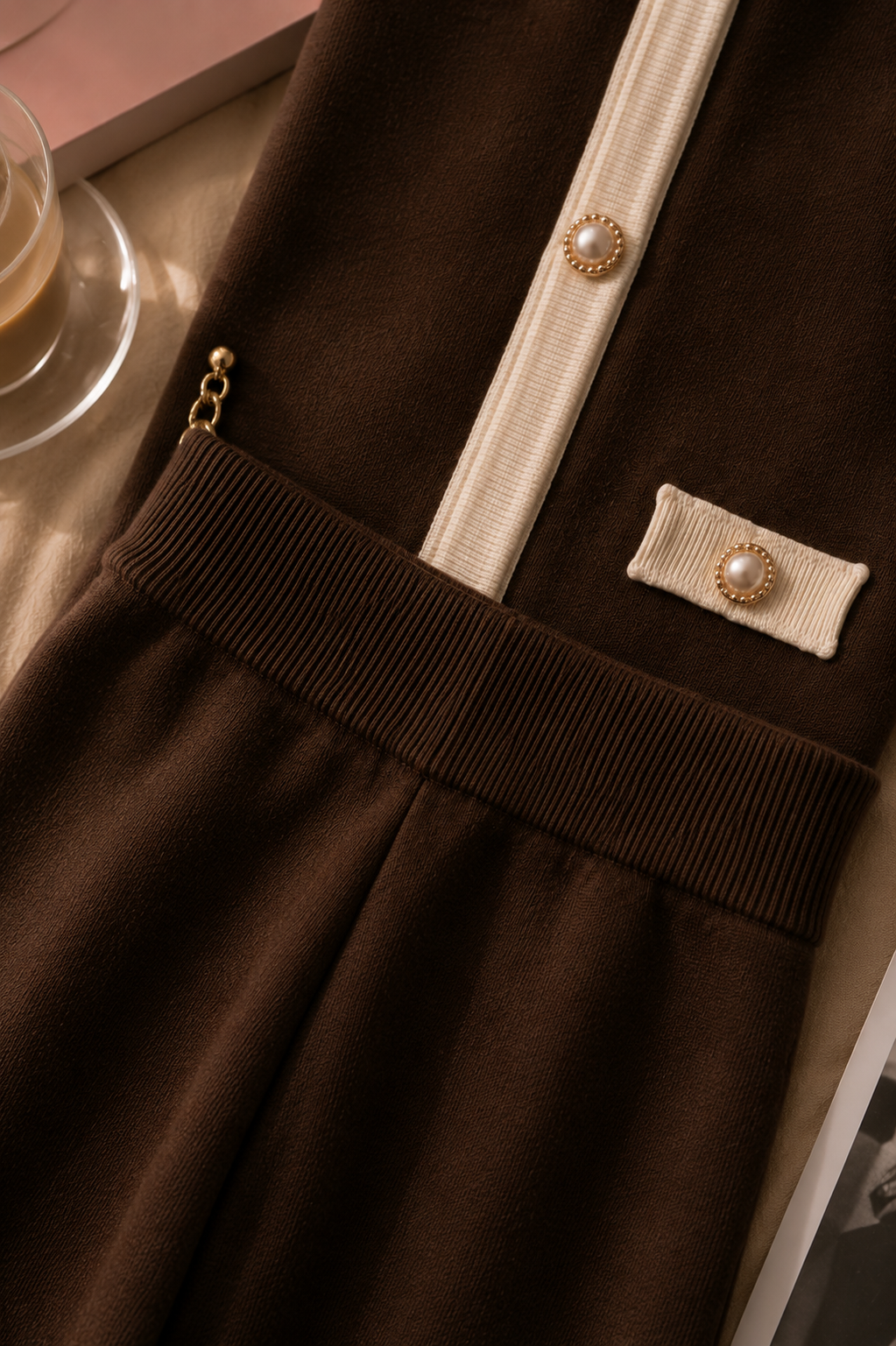 Lilah orginal pearl trouser set - Brown